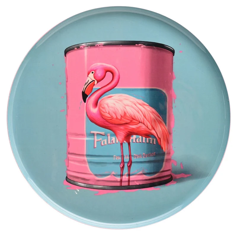 Dekotablett rund, FLAMINGO, blau-rosa ø22,8cm