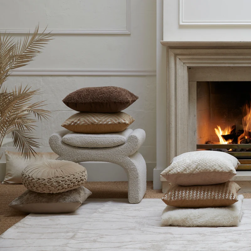 Hocker NAFYA, boucle creme 60x46x46cm
