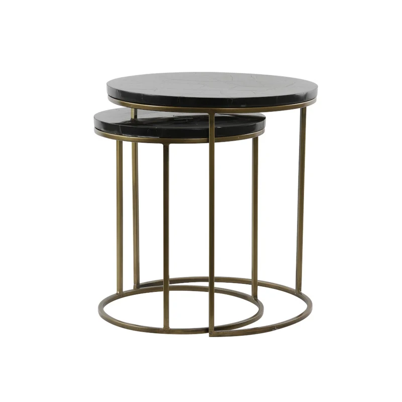 Beistelltisch-Set SOBRINA Achat+bronze Ø40x45 + Ø50x52cm