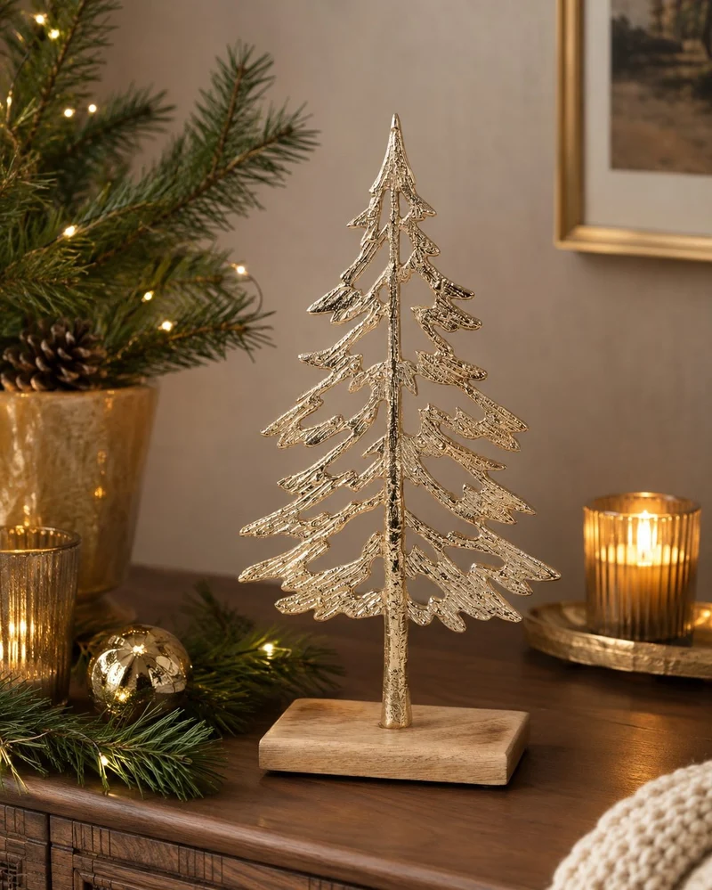 Riffelmacher Tannenbaum Aufsteller gold | Aluminium | 16,5x32,5 cm | 15836