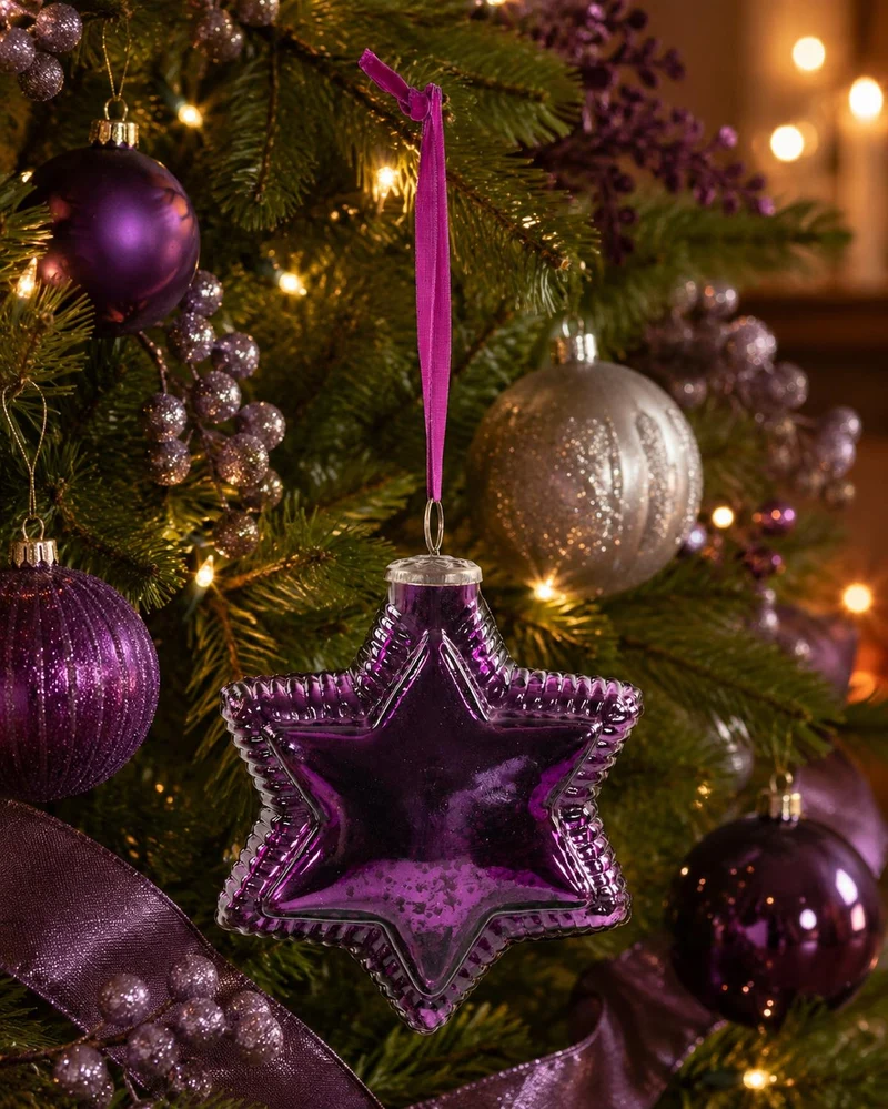 Deko Glasstern zum Hängen | Lila Antik | 15 cm | Weihnachtsbaumschmuck 13565