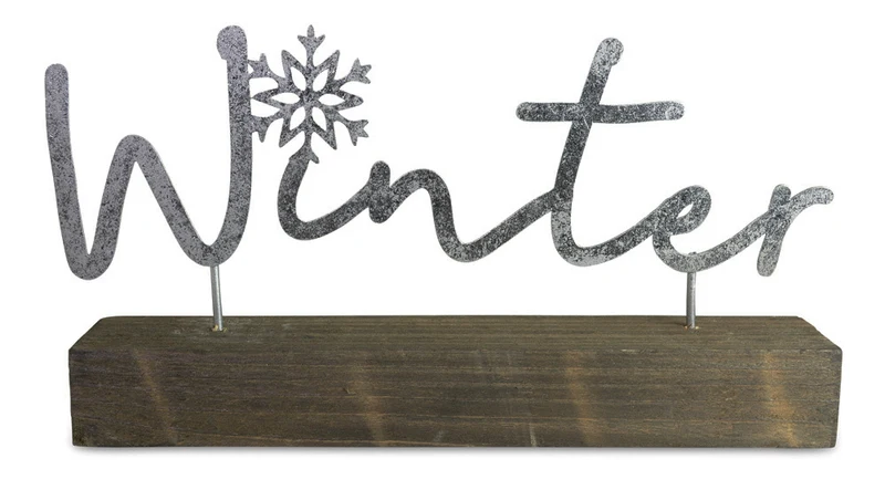 Riffelmacher Schriftzug auf Holzsockel "Winter" 29 x 17 cm 18814 - Silber