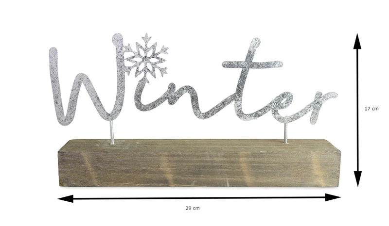 Riffelmacher Schriftzug auf Holzsockel "Winter" 29 x 17 cm 18814 - Silber