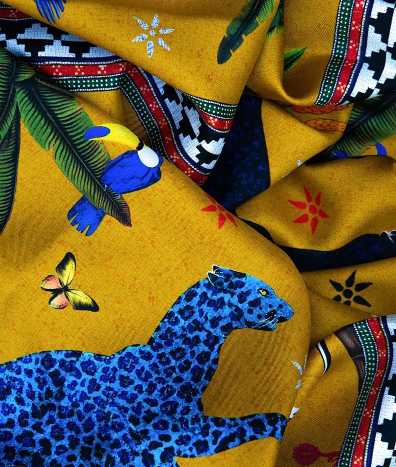 Seidenschal OCELOT Jungle Sahara, ocker-gelb, 200x70 cm
