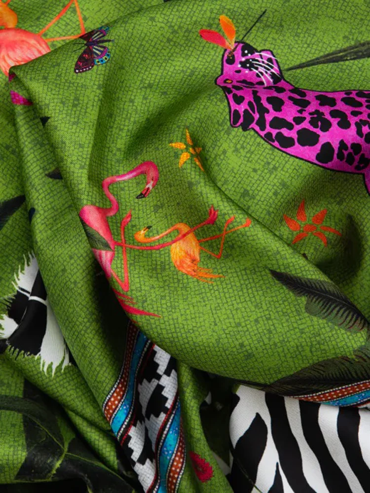 Seidenschal OCELOT Jungle Verde Primavera, grün oliv, 200x70 cm