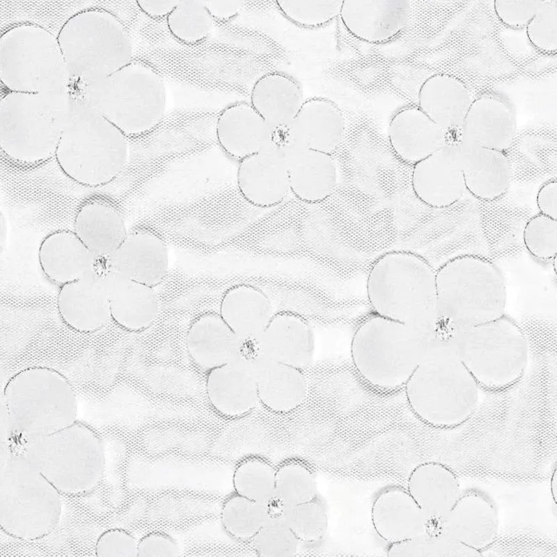 Tischläufer "Blumen" 26 cm x 500 cm | Weiß