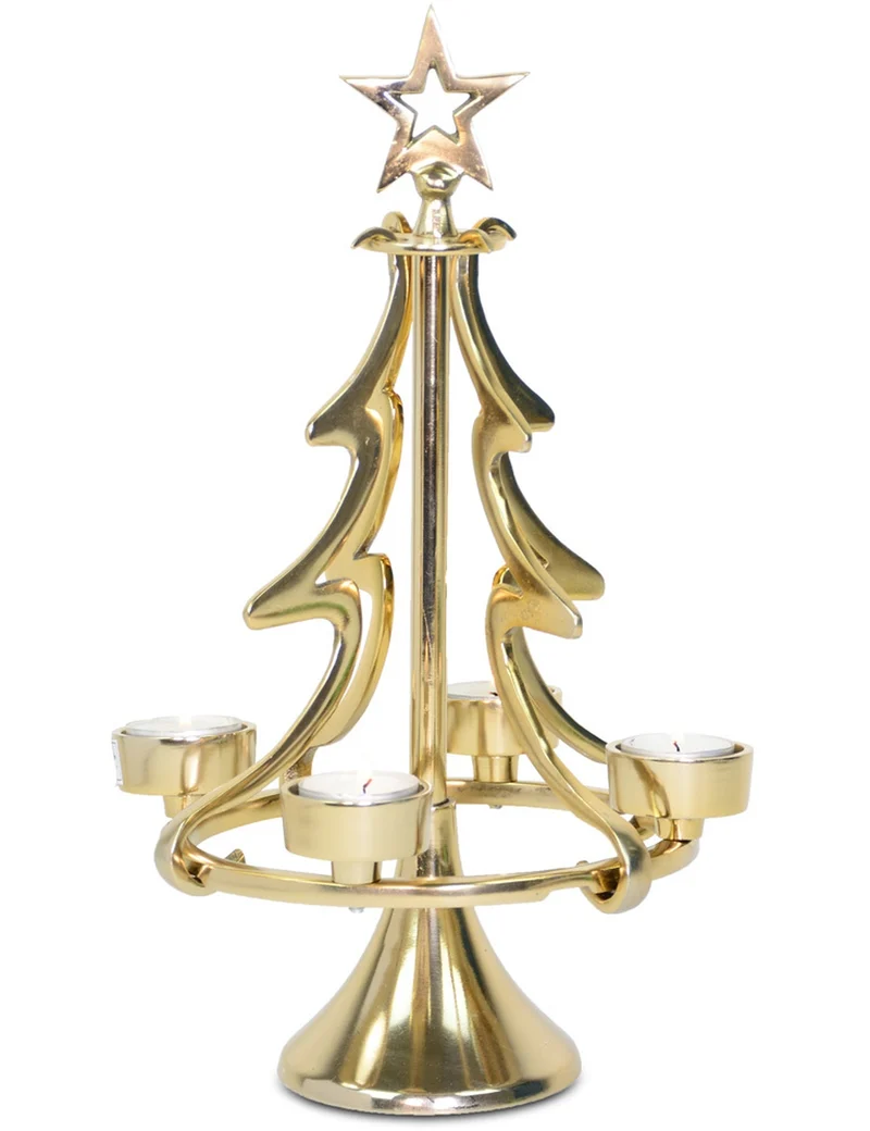 Riffelmacher Kerzenständer Weihnachtsbaum - Gold 22 x 37 cm | 24168 - Adventsdekoration
