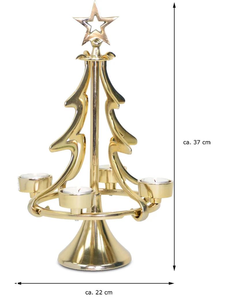Riffelmacher Kerzenständer Weihnachtsbaum - Gold 22 x 37 cm | 24168 - Adventsdekoration