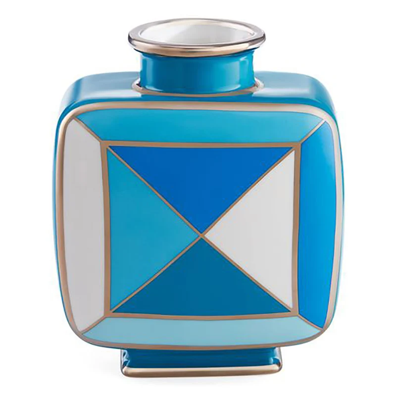 Vase TORINO blau, silber, 16x10x19cm