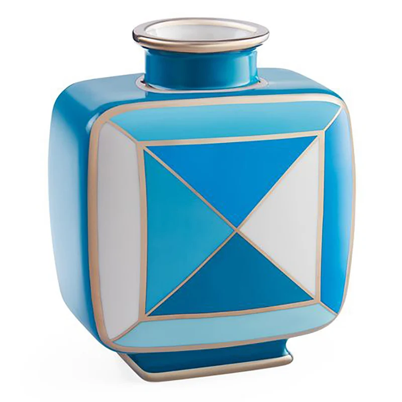 Vase TORINO blau, silber, 16x10x19cm
