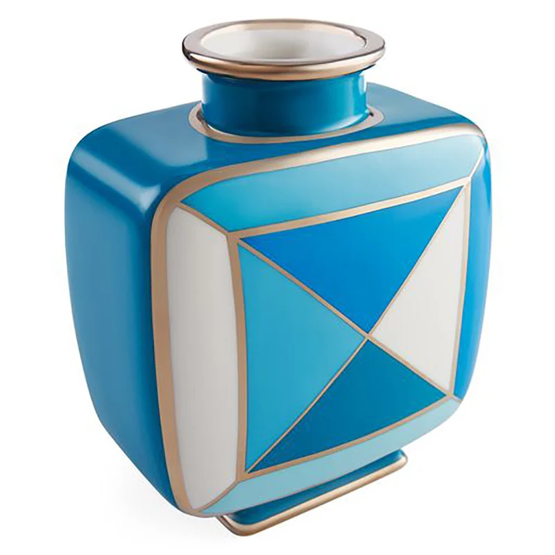 Vase TORINO blau, silber, 16x10x19cm