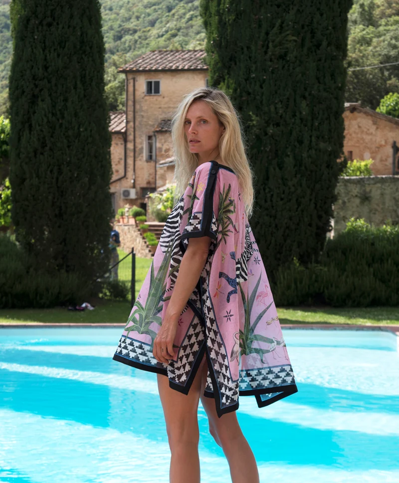 Little Beach Dress JUNGLE PINK rosa rosé - bunt Baumwolle 92x81-86 cm