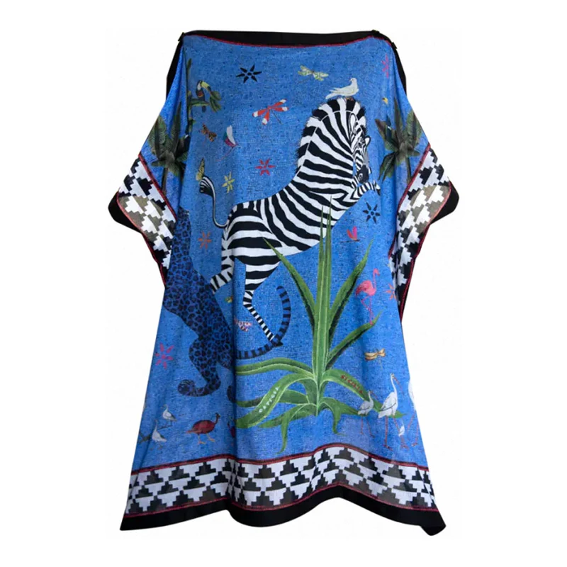 Little Beach Dress JUNGLE BLUE blau - bunt Baumwolle 92x81-86 cm