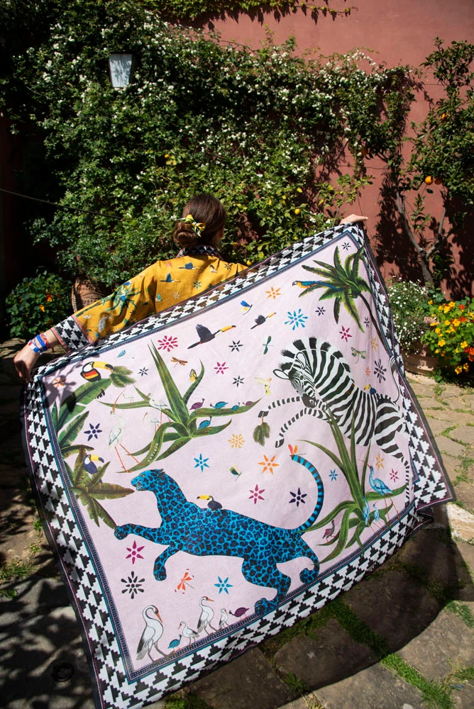 Pareo JUNGLE PERLA rosa rosé - bunt Baumwolle 150x120 cm