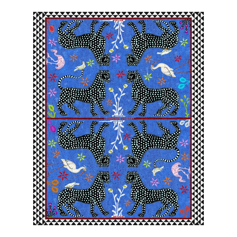 Pareo MOSAICO BLU NEGATIVO blau - bunt Baumwolle 150x120 cm