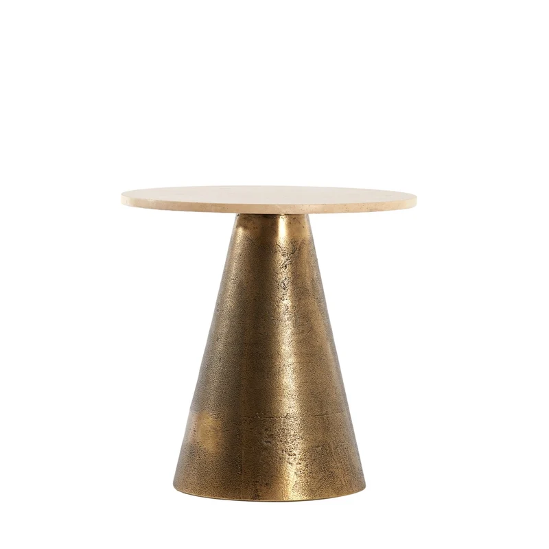 Beistelltisch YNEZ Travertin - sand antike bronze ø29x43cm