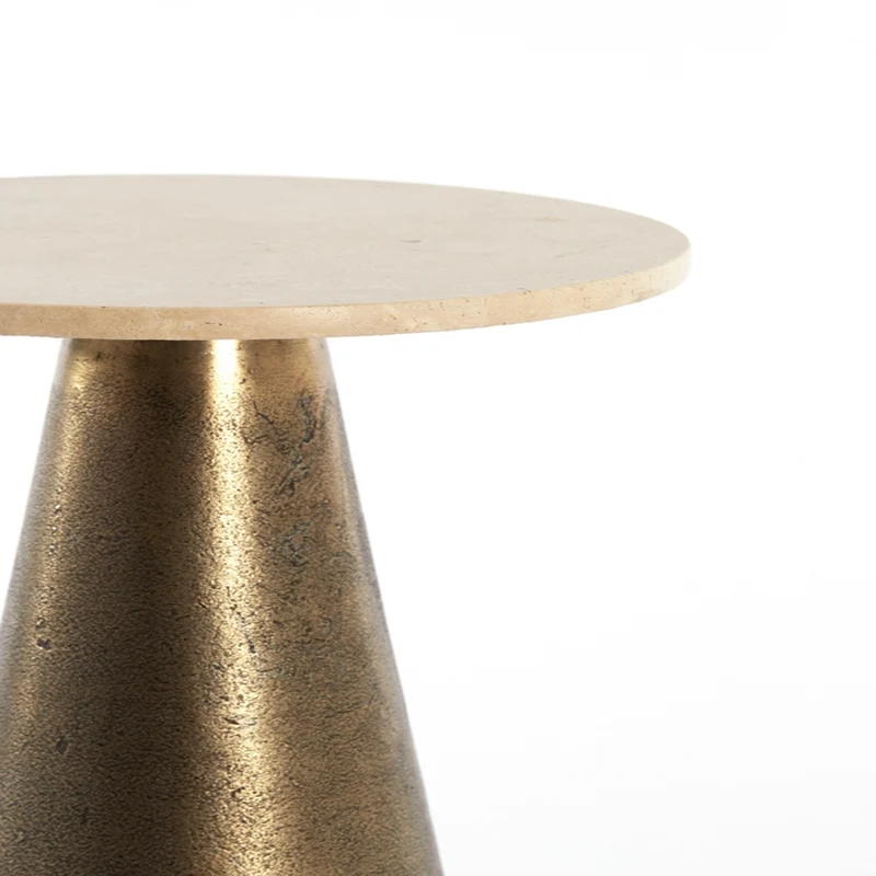 Beistelltisch YNEZ Travertin - sand antike bronze ø29x43cm