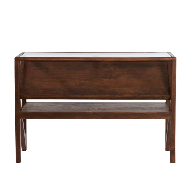 Beistelltisch YUKI Akazia Holz und Glas braun