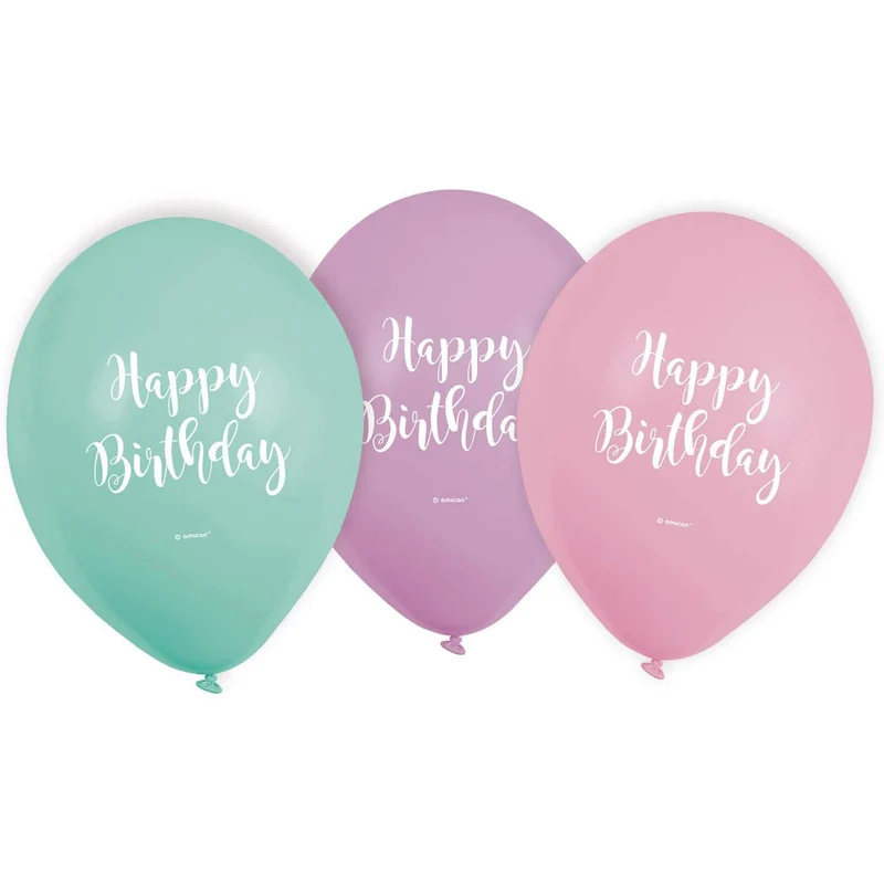 Luftballon "Happy Birthday Pastel" | 6Stk./Ø22,8cm