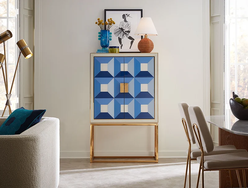 Barschrank Kit SORRENTO blau, gold