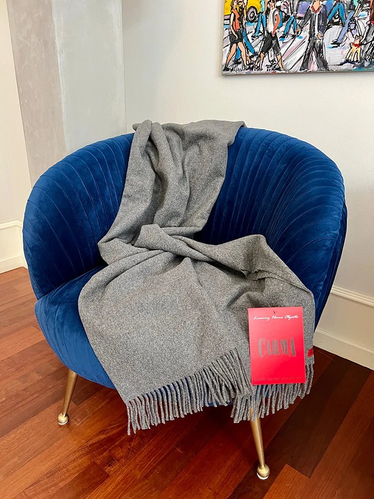 Plaid UNI Cashmere-Wolle stone-melange