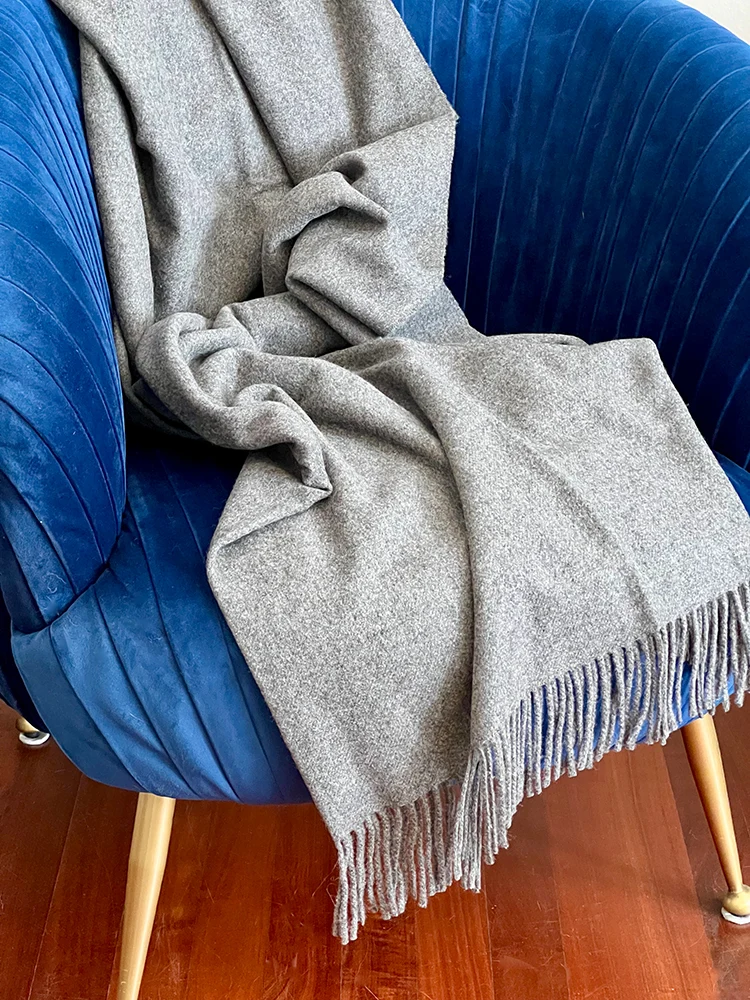 Plaid UNI Cashmere-Wolle stone-melange