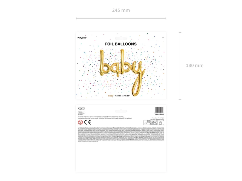 Folienballon Schriftzug "baby" 73,5 x 75,5 cm | Gold