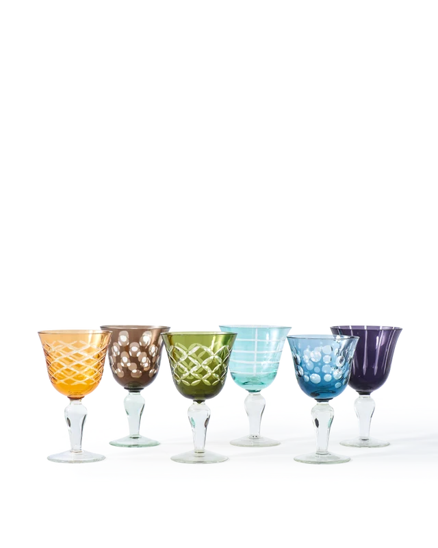 Weingläser 6er-Set 'CUTTINGS' mehrfarbig