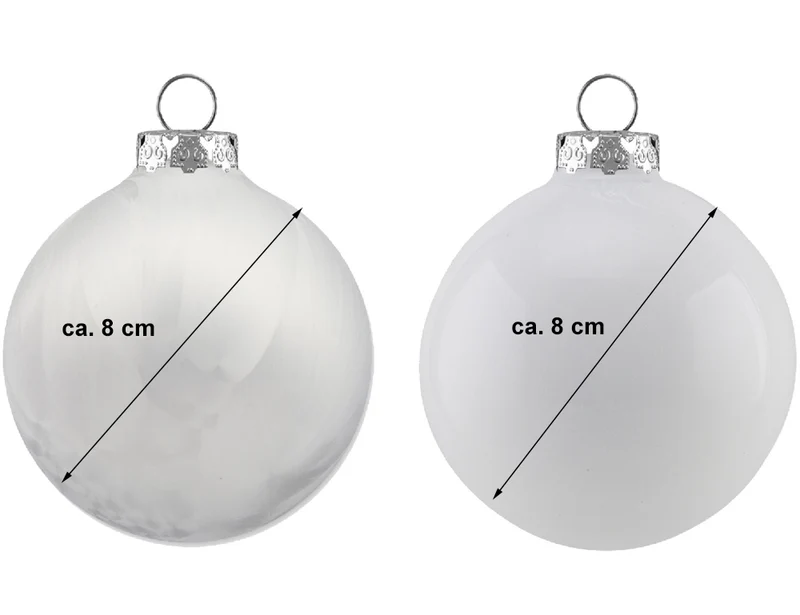 Thüringer Glasdesign Glaskugeln Eis / Emaille 806-1233-999 | 6 Stück | Ø 8 cm - Weiß