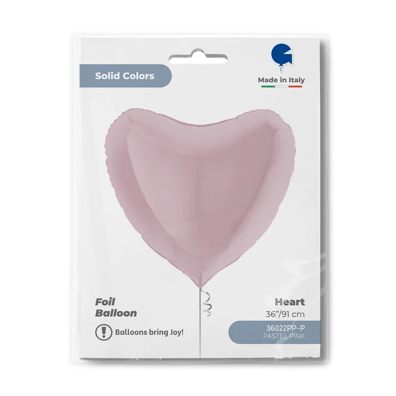 36"/Ø91cm Folienballon Uni Herz | Pink Pastell