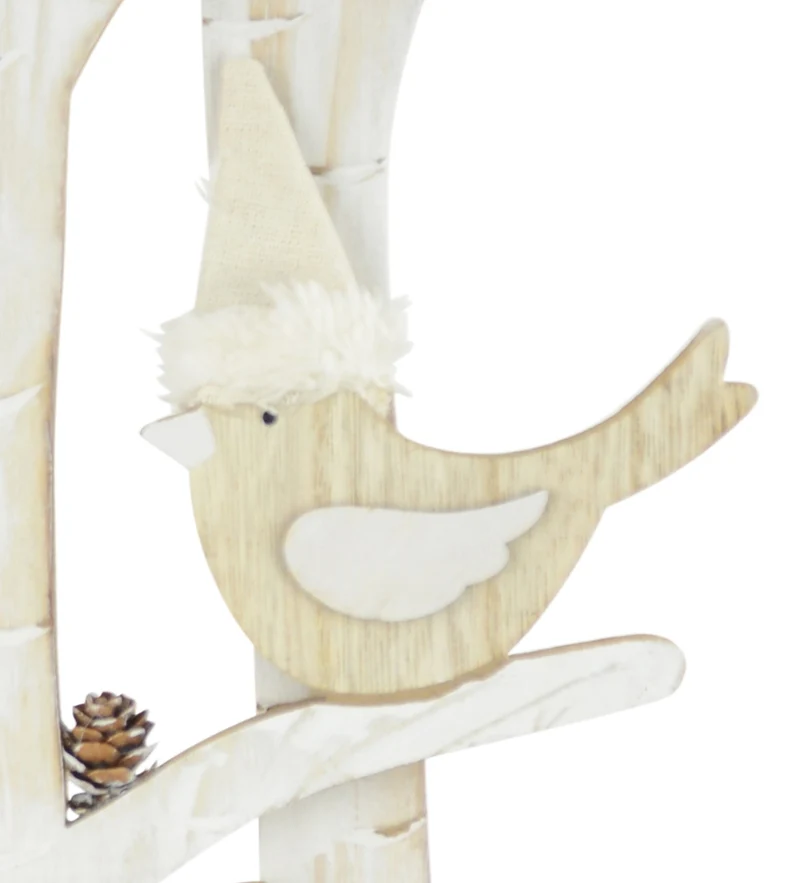 Winterbaum mit Hirsch und Vögeln | Weiß 60cm