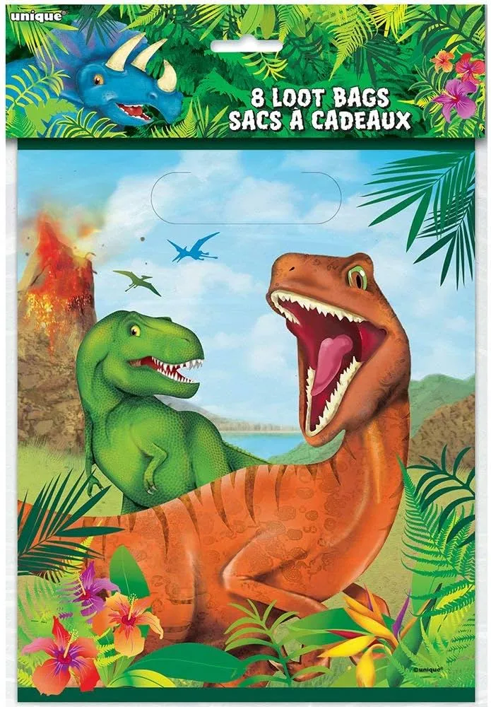 Geschenktüte PVC Dinosaurier 8Stk./18x21cm