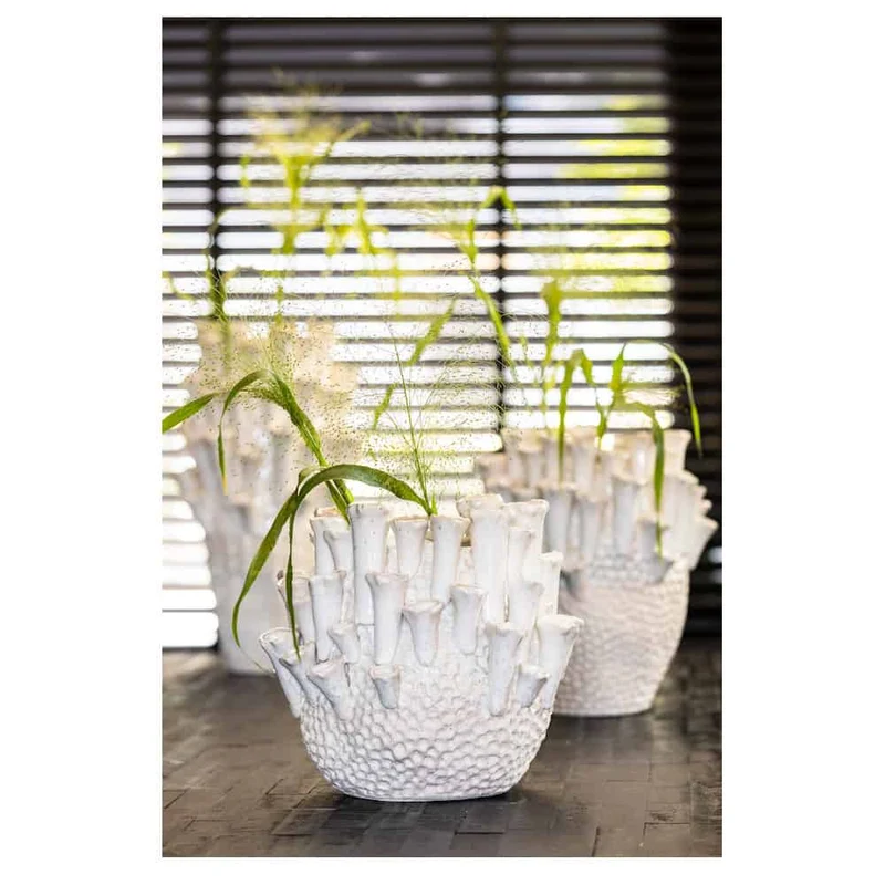 Vase KYRAL perliger Schimmer, creme, weiss- 27,5x27,5cm