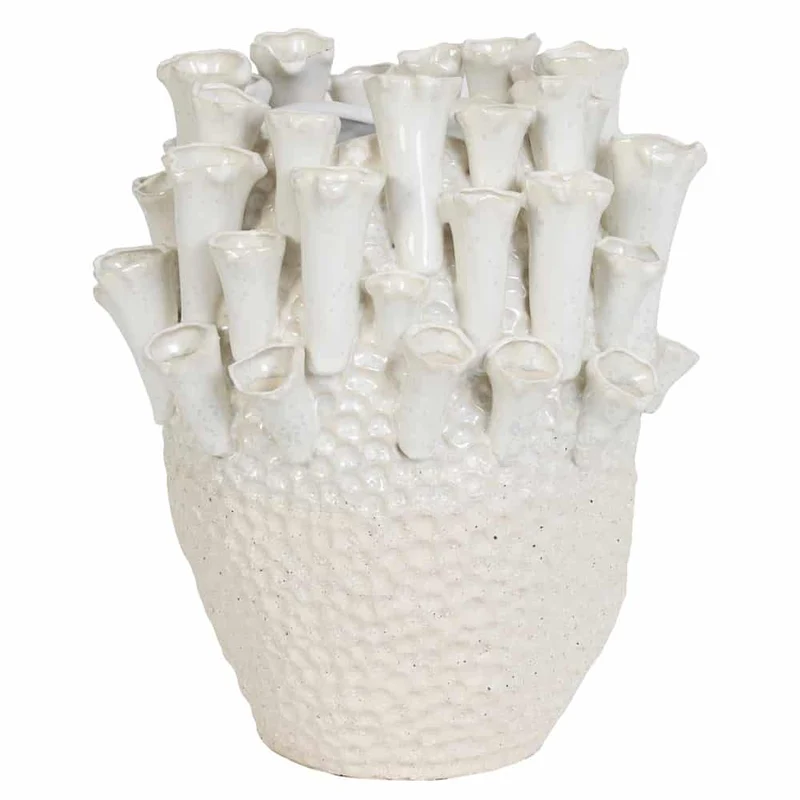 Vase KYRAL perliger Schimmer, creme, weiss- 27,5x27,5cm