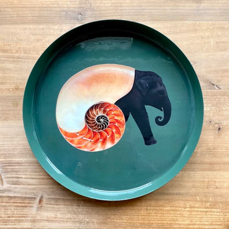 Tablett SHELLEPHANT Elefant-Muschel-Design Ø33cm