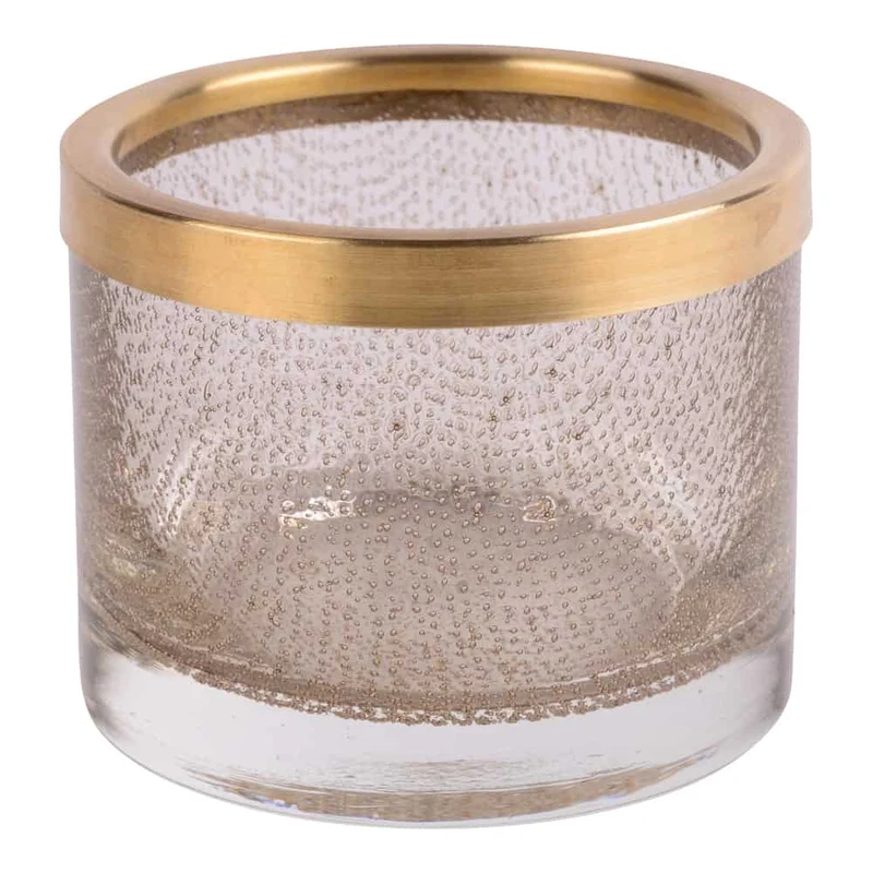 Windlicht FLAGON Bubbles Glas, grau, Ø8x7,5cm