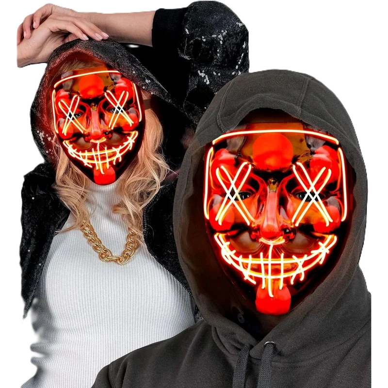LED Maske mit Schnüren | Rot