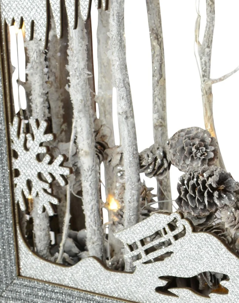 Riffelmacher LED Weihnachtsbild "Schneemann" 76672 - 37x25 cm | Silber Weiß
