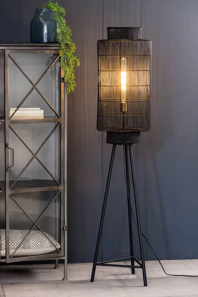 Stehlampe GRUARO matt schwarz-antik bronze Ø32x150 cm