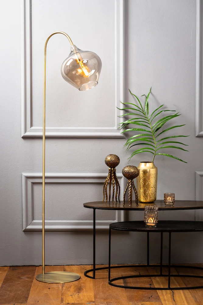 Stehleuchte RAKEL antik bronze+smoke 28x45x160 cm