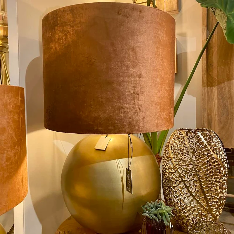 Tischlampe STRADO Bronze alt Rosa Samt 80 cm