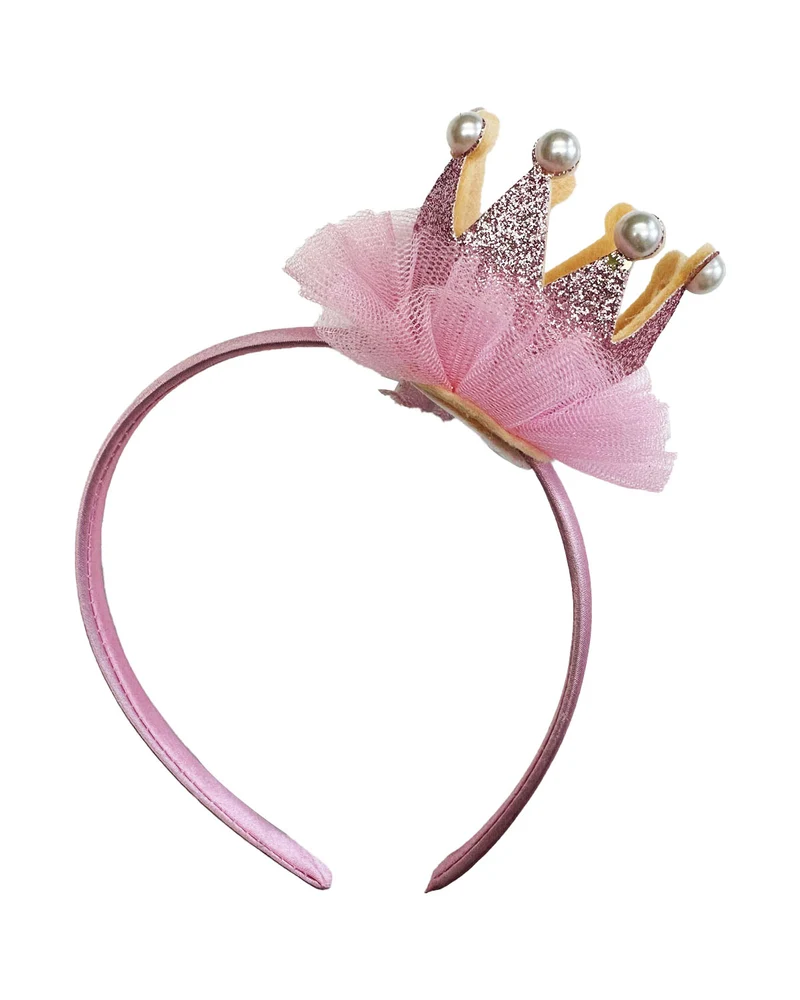 Prinzessin Glitzer Krone mit Perlen und Rüschen | 3er Set