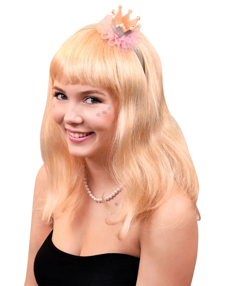 Prinzessin Glitzer Krone mit Perlen und Rüschen | 3er Set