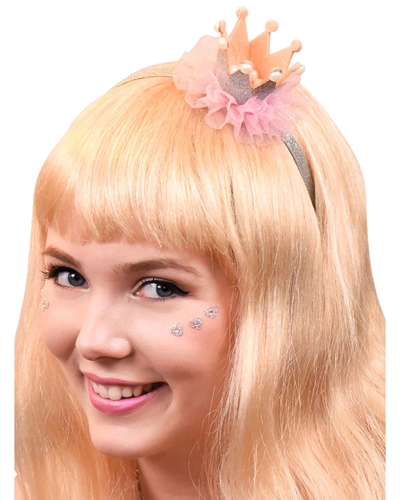Prinzessin Glitzer Krone mit Perlen und Rüschen | 10er Set