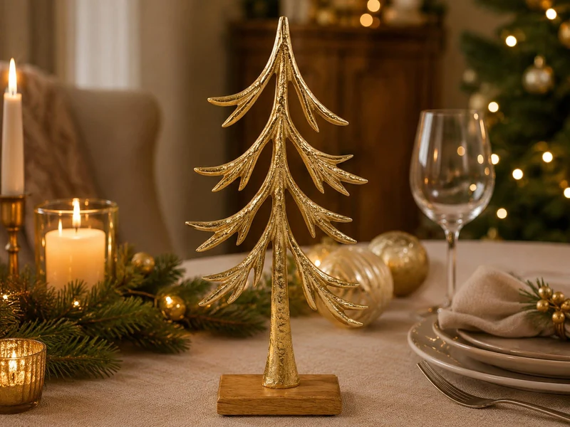 Riffelmacher "Tannenbaum" zum Stellen - 33x5 cm 24766 Aluminium | Gold
