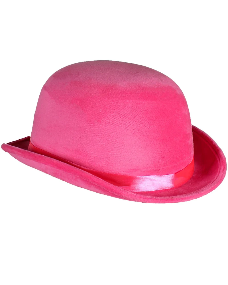 Melone "Top Colour" Velour mit Satinband 60 cm | Neon Pink