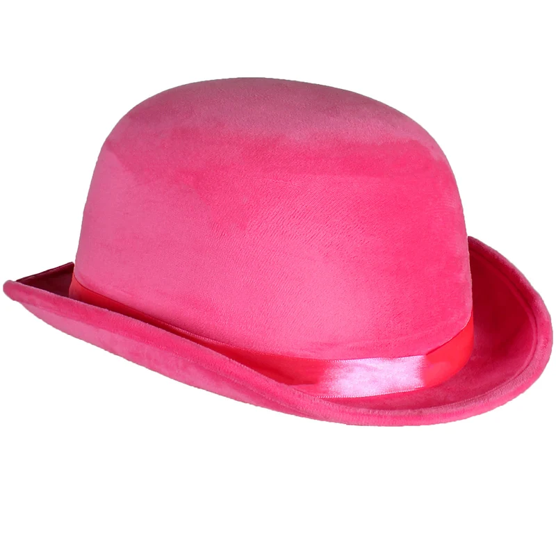 Melone "Top Colour" Velour mit Satinband 60 cm | Neon Pink