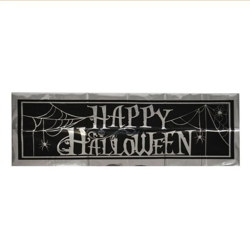 Banner "Happy Halloween" Schwarz/Silber | 30 x 91 cm Deko
