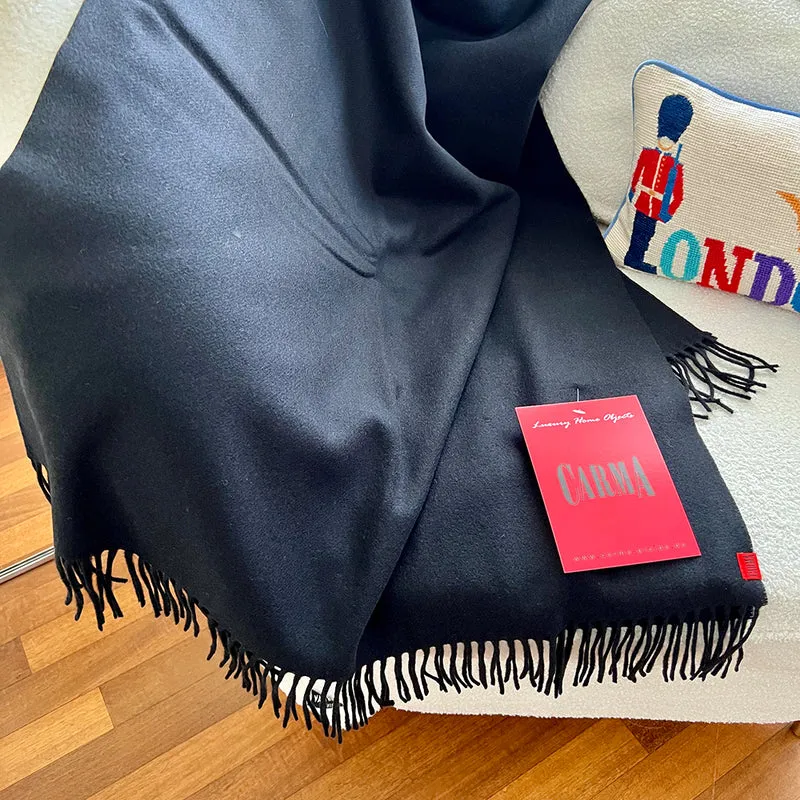 Plaid UNI Cashmere-Wolle black