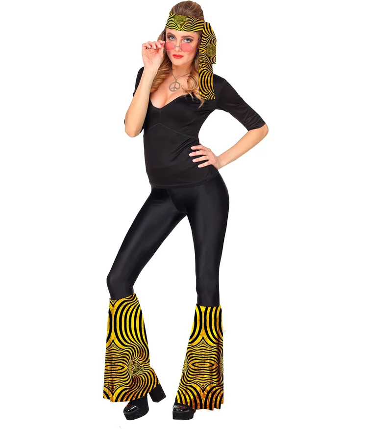 60er Jahre Disco Set Stirnband & Stulpen | Gold